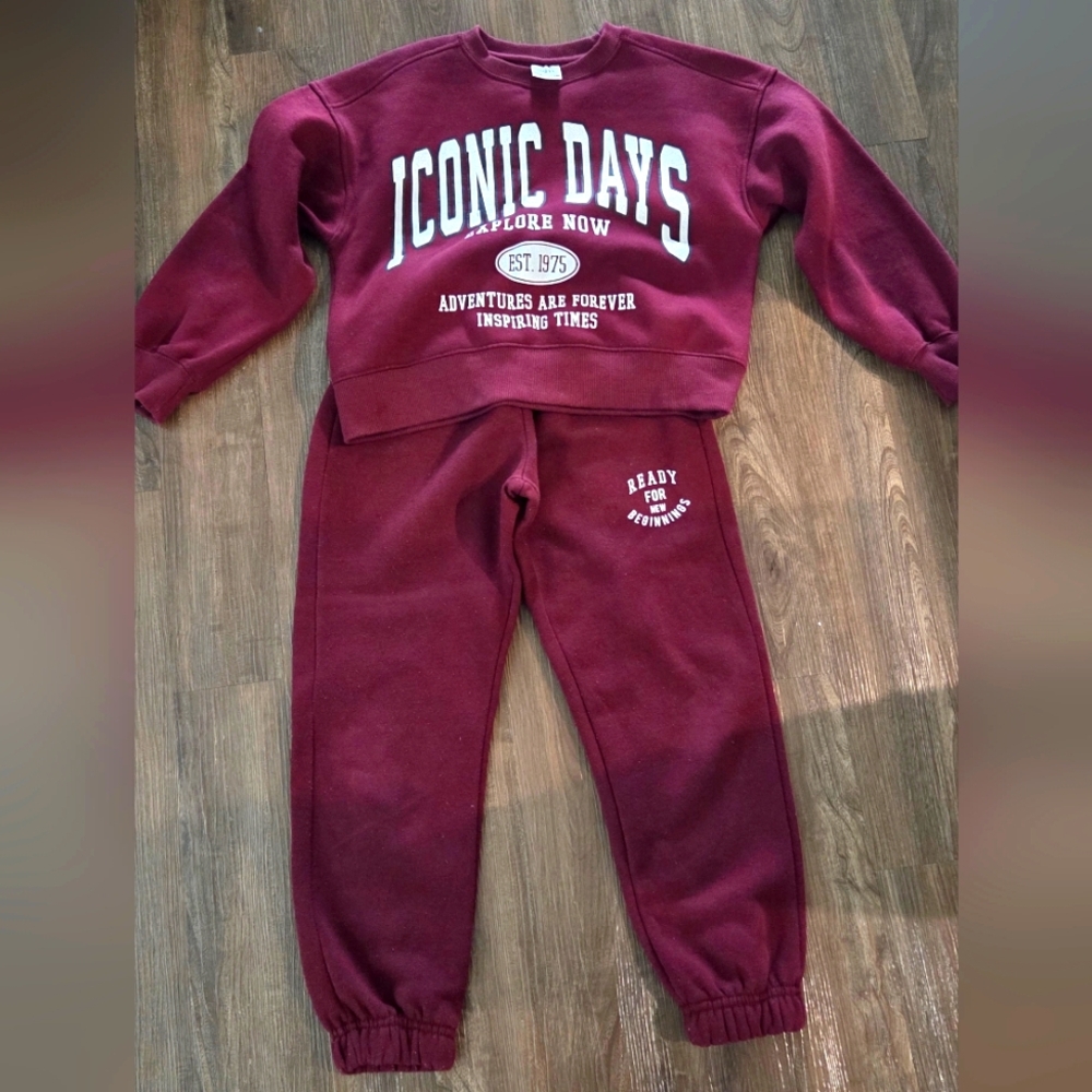 Zara Kids Burgundy Sweatpants Set